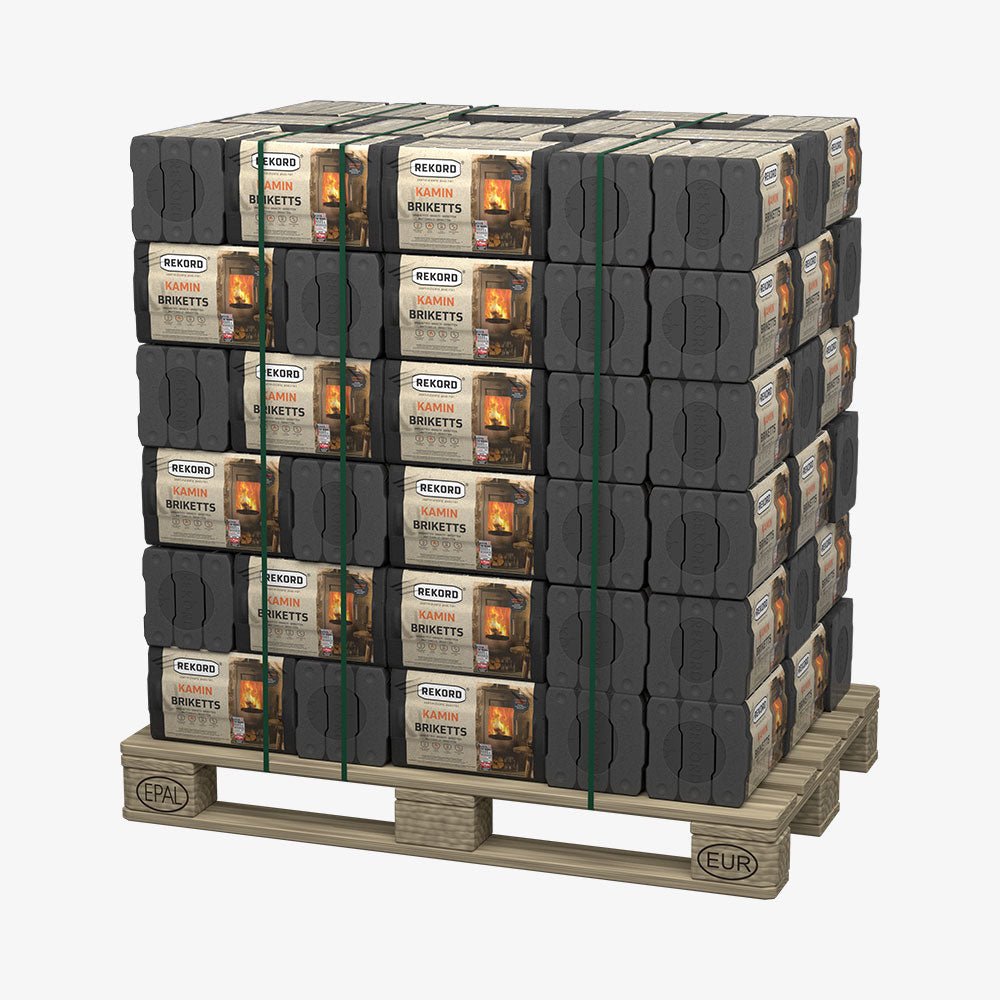 REKORD Braunkohlebriketts 900kg Folienpack auf Euro-Palette