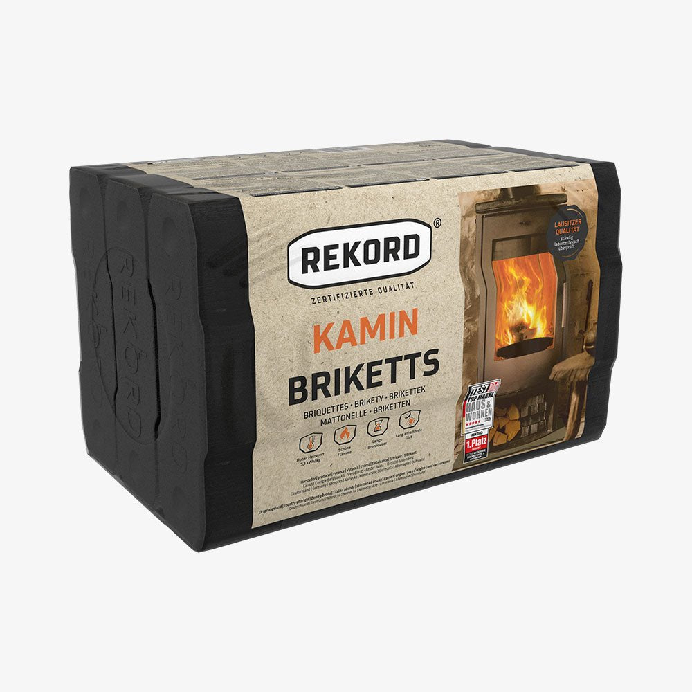 REKORD Braunkohlebriketts 900kg Folienpack auf Euro-Palette