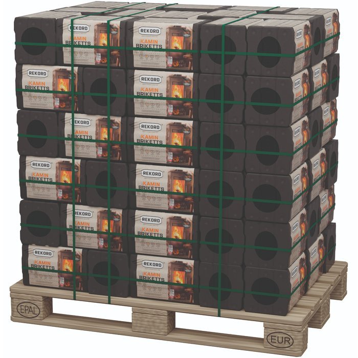 REKORD Braunkohlebriketts 900kg Folienpack auf Euro-Palette